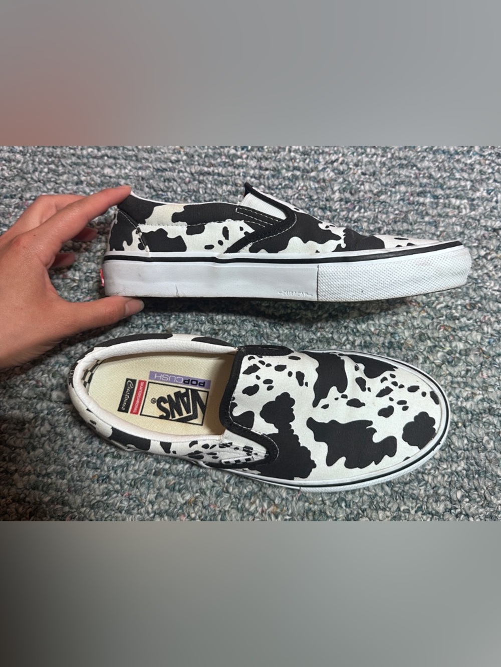 Vans Unisex Slip-On Sneakers in Black and White Cow Print - Picture 7 of 11